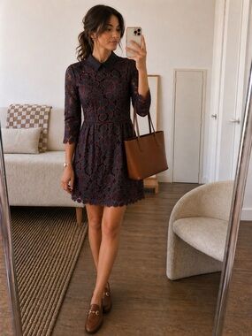 TRINA TURK Lace Mini Dress | Parisian Old Money Elegant | Navy & Red Size XS / 2